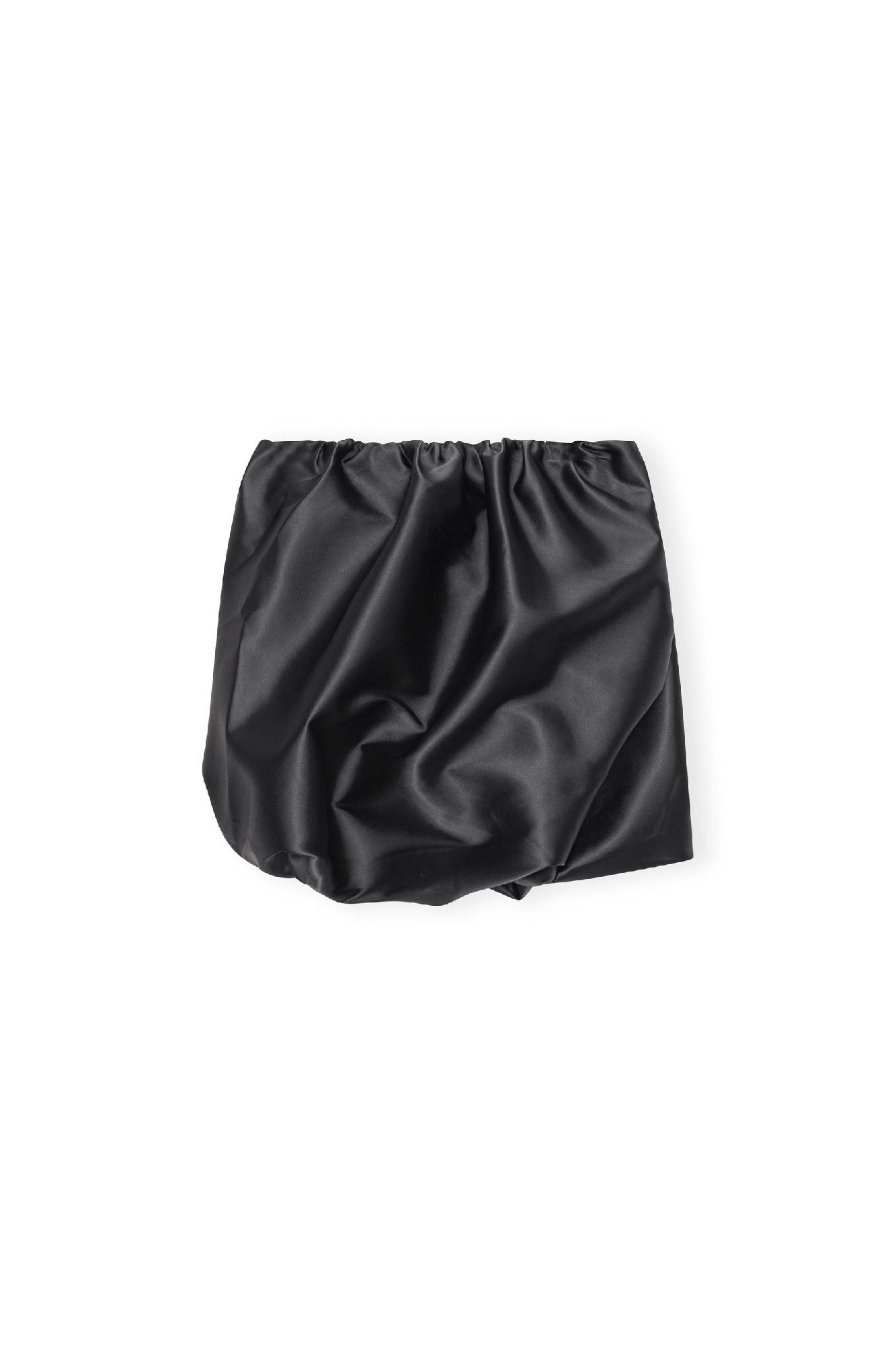 Short draped satin skirt - Black