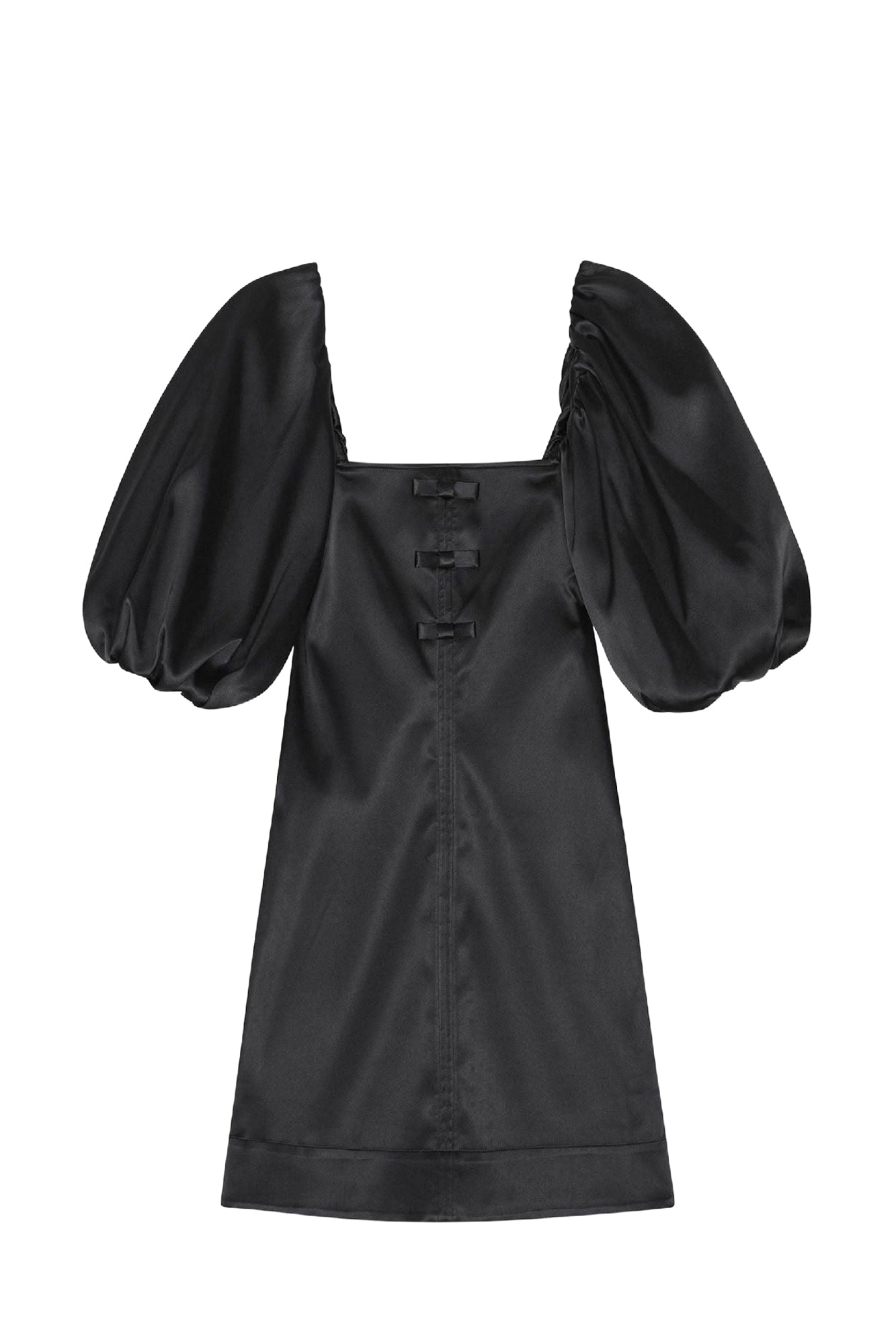 Robe courte à manches ballon en satin - Black