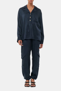 Satin cargo trousers - Sky Captain
