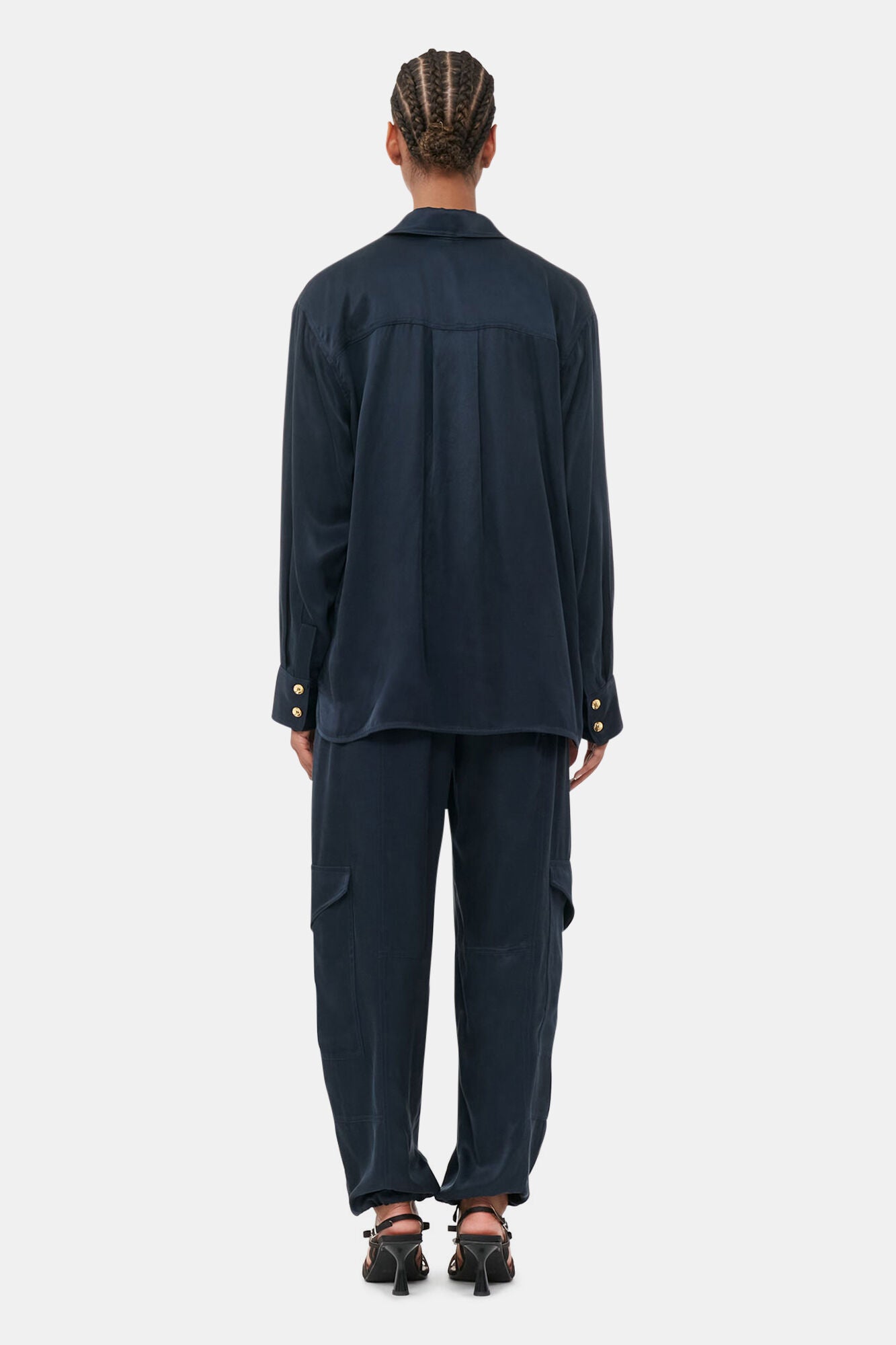Satin cargo trousers - Sky Captain