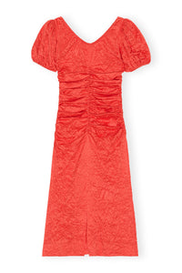Robe midi froncée fluide à encolure en satin - Grenadine