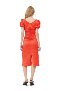 Robe midi froncée fluide à encolure en satin - Grenadine