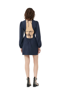 Robe courte drapée mélangée à dos nu - Sky Captain