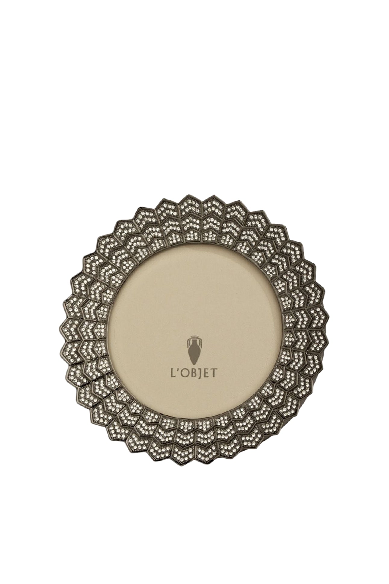 Deco frame in platinum and Swarovski crystals - White