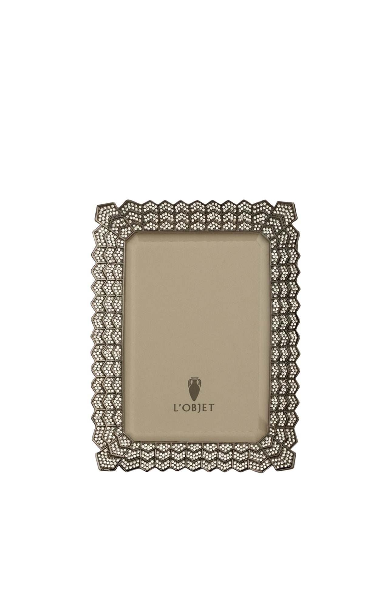 Deco frame in platinum and Swarovski crystals - White