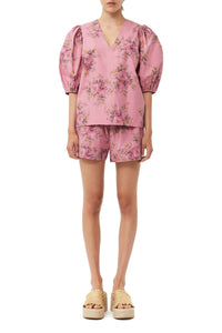 Short élastique en coton imprimé - Orchid Smoke