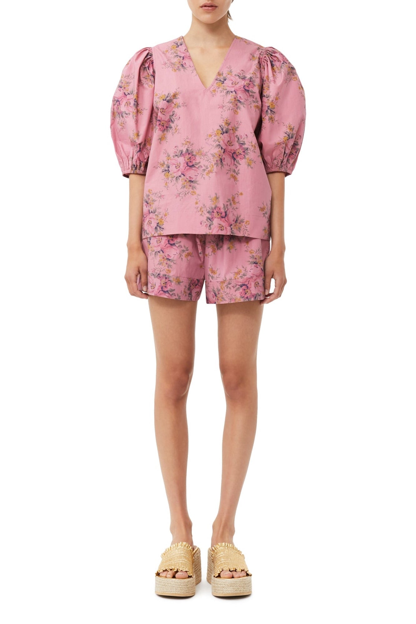 Short élastique en coton imprimé - Orchid Smoke