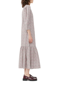 Robe longue à col V en coton imprimé - Frost Gray