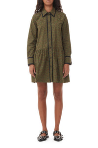 Robe chemise courte en coton imprimé - Avocado