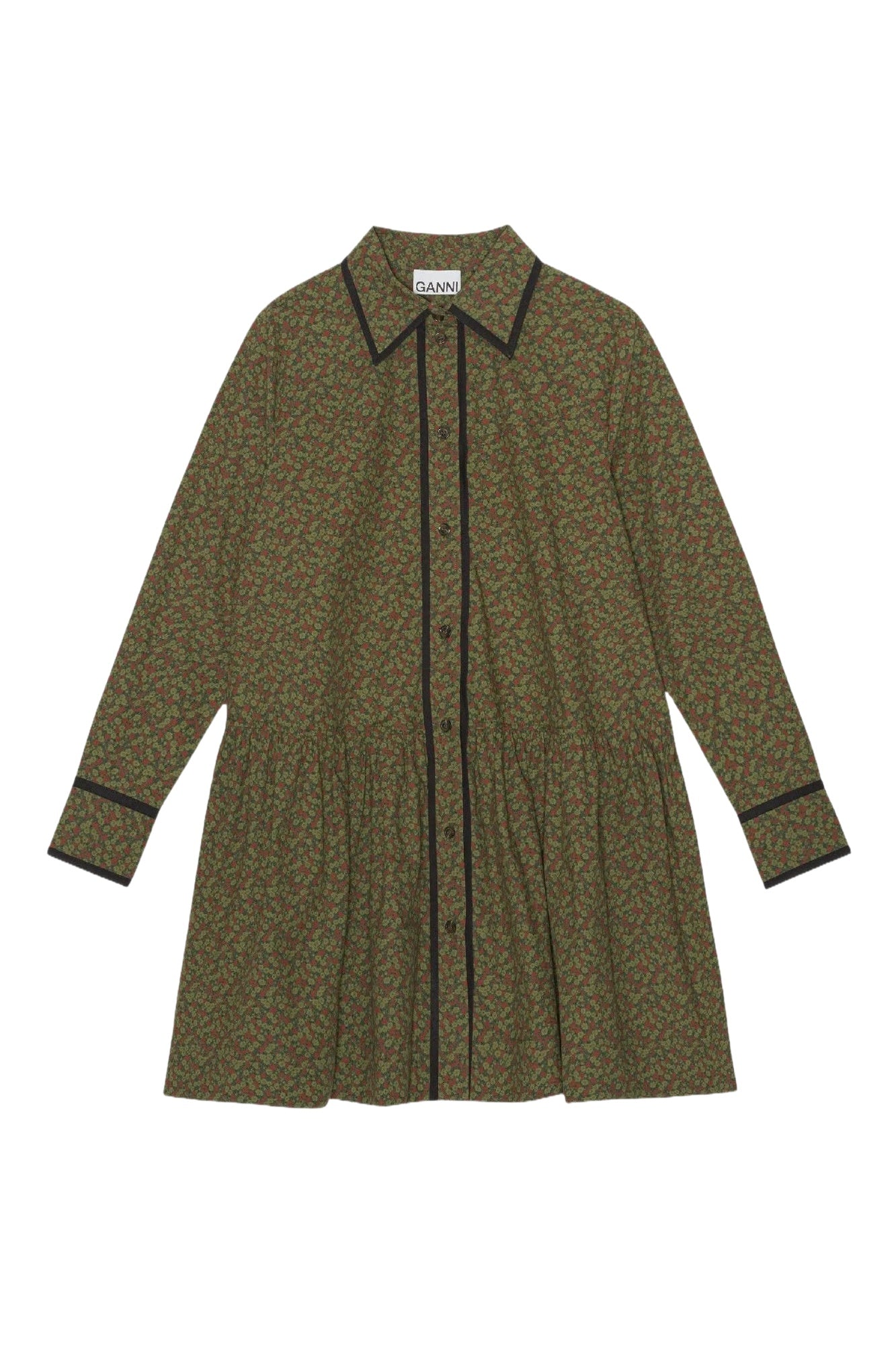 Robe chemise courte en coton imprimé - Avocado