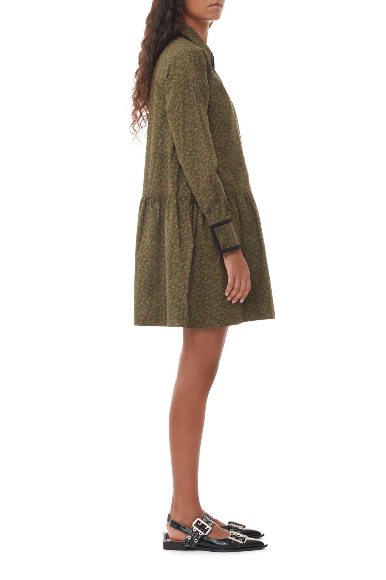 Robe chemise courte en coton imprimé - Avocado