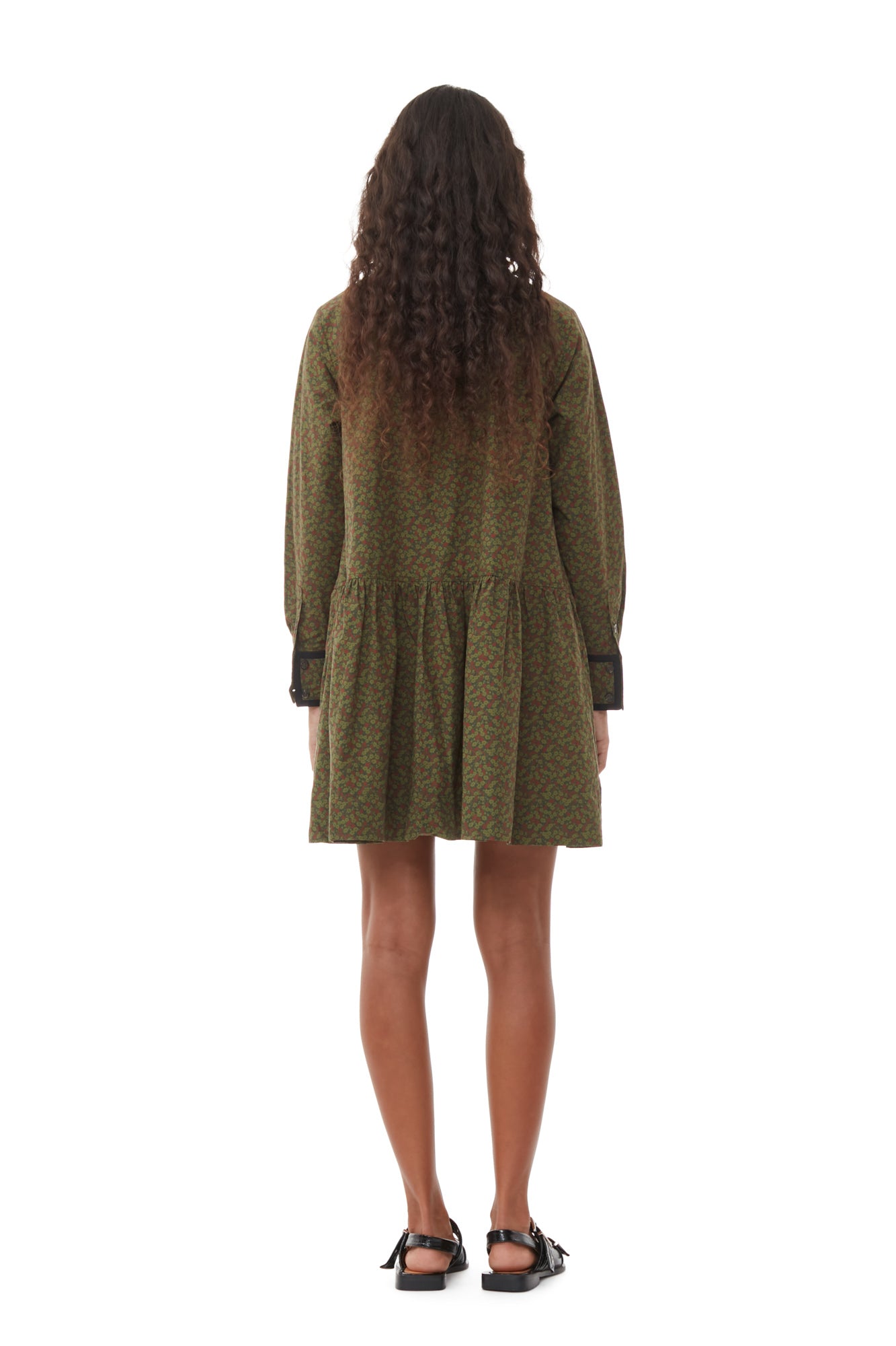 Robe chemise courte en coton imprimé - Avocado
