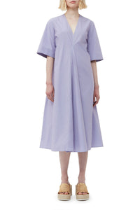 Robe longue rayée à col V en coton - Forever Blue