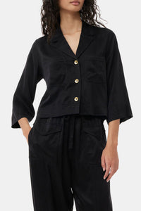 Chemisier court en satin - Black