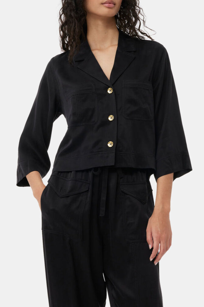 Chemisier court en satin - Black