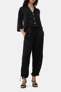 Pantalon cargo en satin - Black