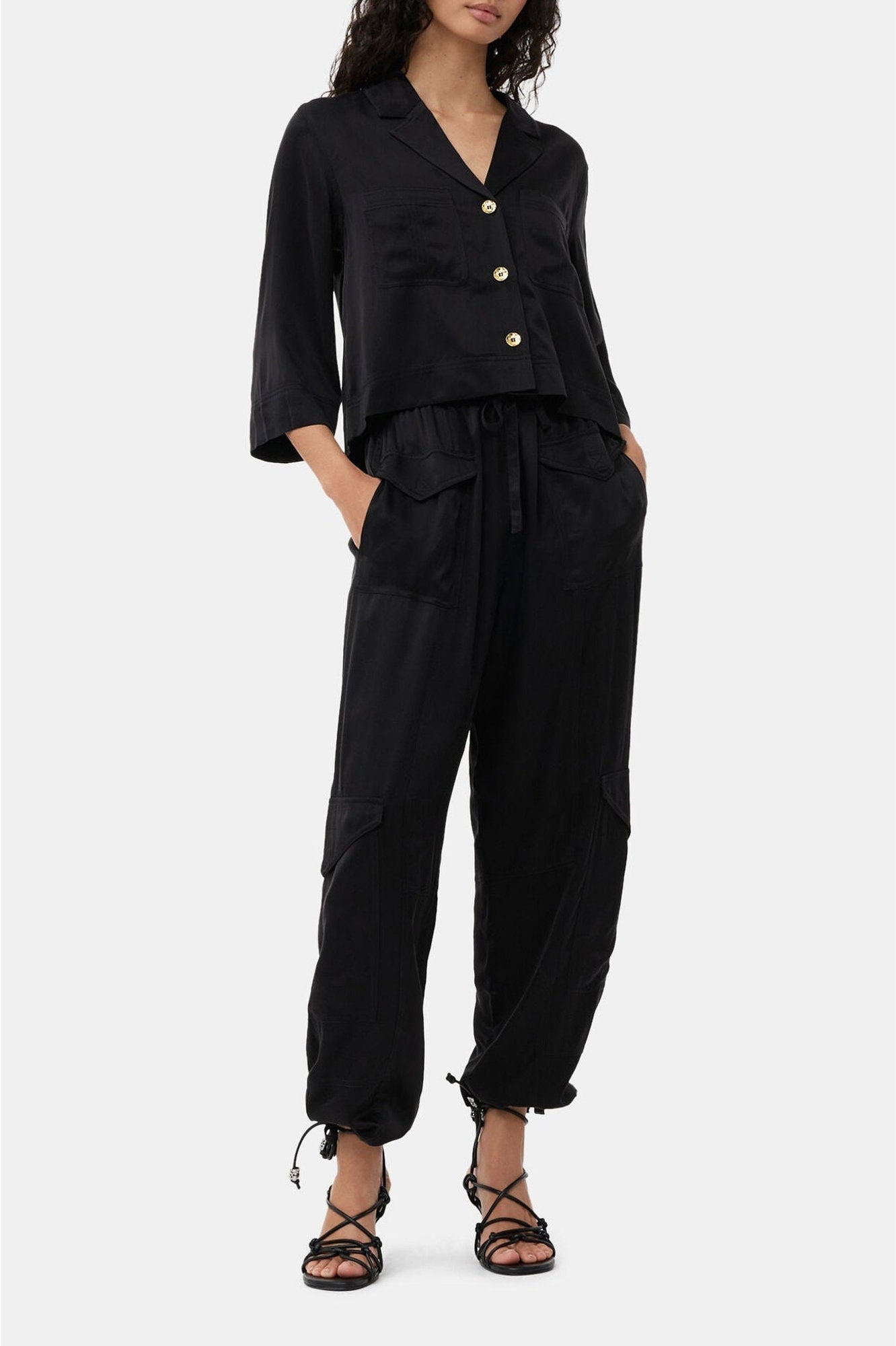 Pantalon cargo en satin - Black