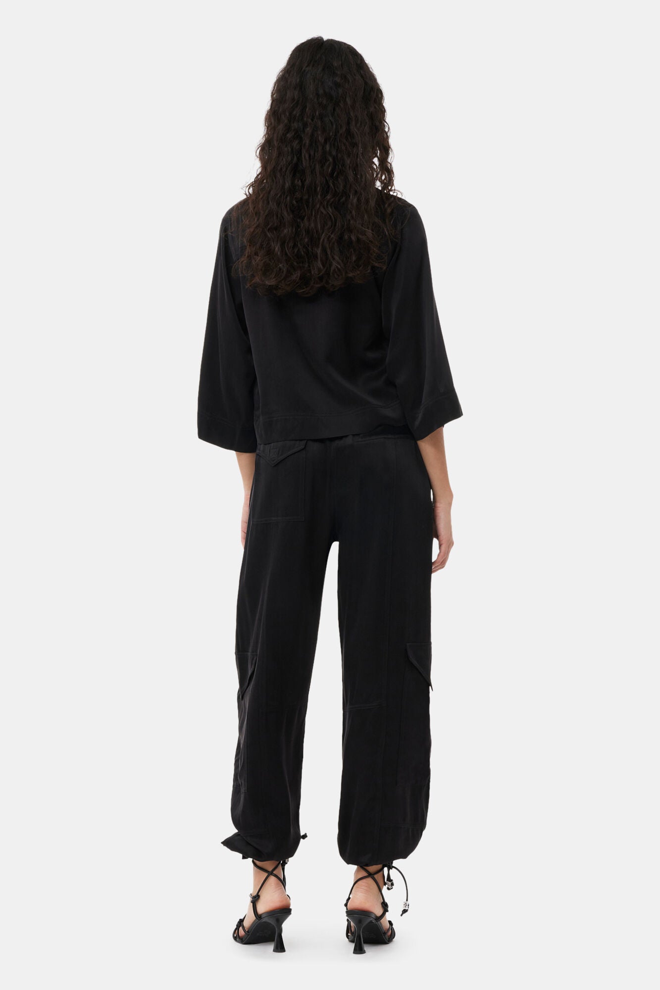 Pantalon cargo en satin - Black