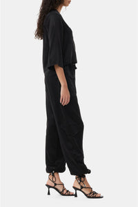 Pantalon cargo en satin - Black