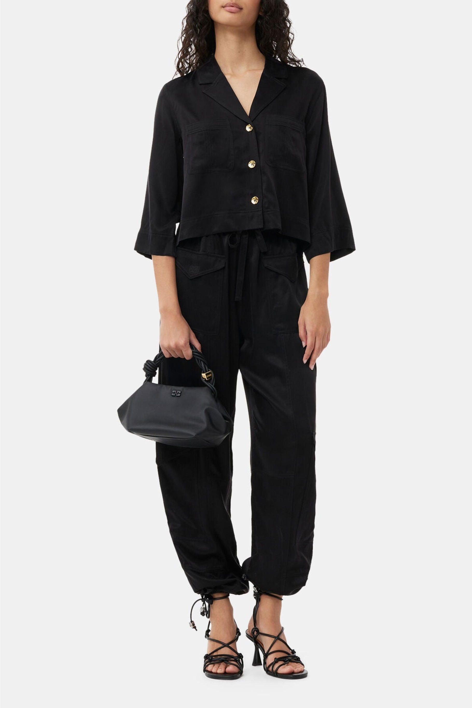 Pantalon cargo en satin - Black