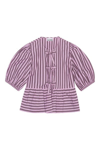Cotton striped peplum blouse - Bonbon