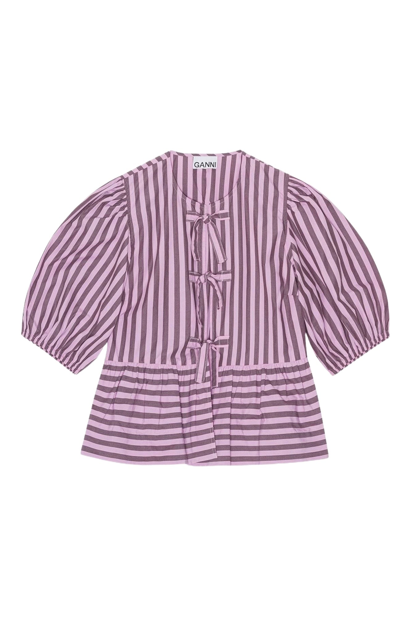 Cotton striped peplum blouse - Bonbon