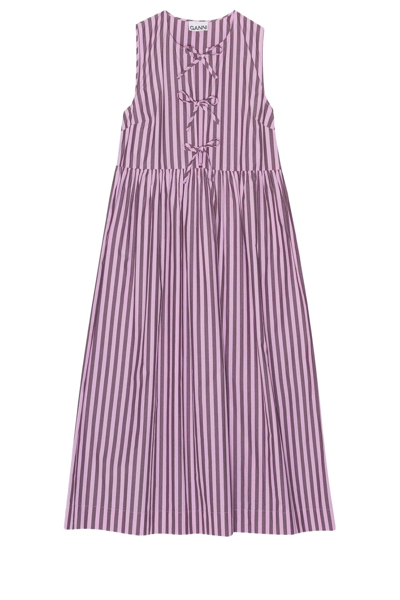 Robe midi à rayures en coton - Bonbon