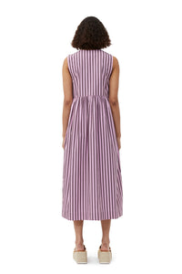 Robe midi à rayures en coton - Bonbon