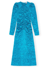 Robe midi effet fluide en satin - Algiers Blue