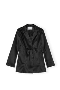 Blazer avec lacets à nouer en satin - Black