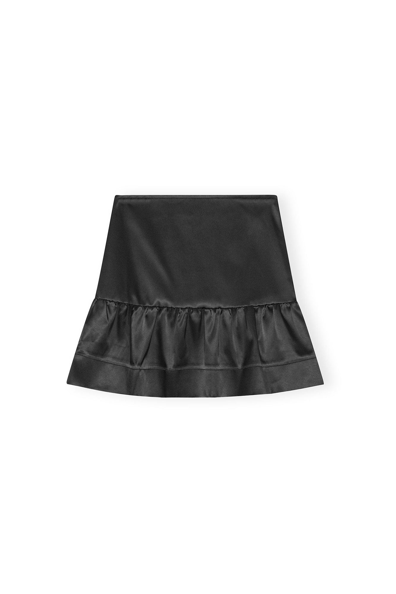 Jupe courte à volants en satin - Black
