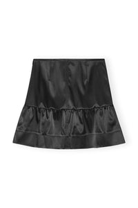 Jupe courte à volants en satin - Black