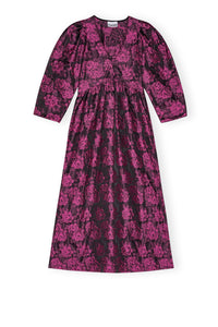 Robe midi à col V botanique en jacquard - Cone Flower