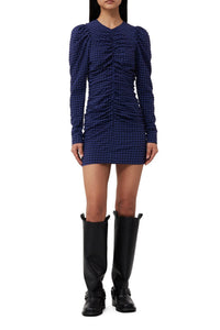 Robe courte à col rond - Deep Cobalt