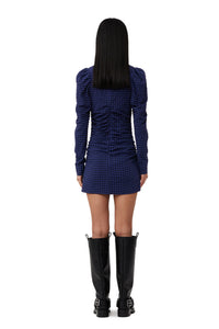 Robe courte à col rond - Deep Cobalt