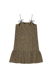 Robe courte Checkered Woollen - Blazing Yellow