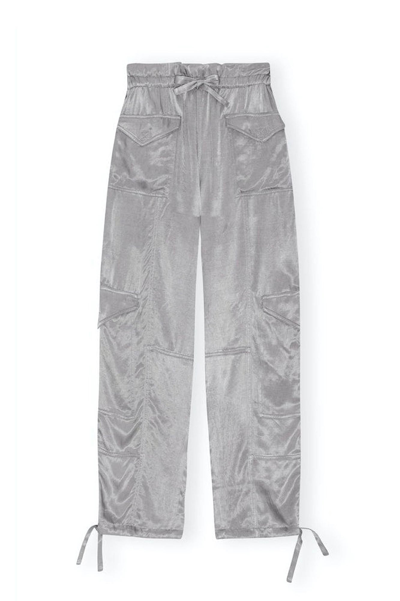 Pantalon cargo à poches en satin - Frost Gray