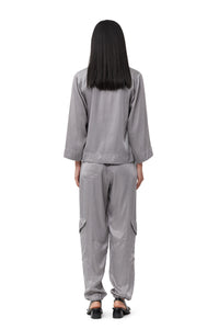 Chemise boutonnée en satin - Frost Gray