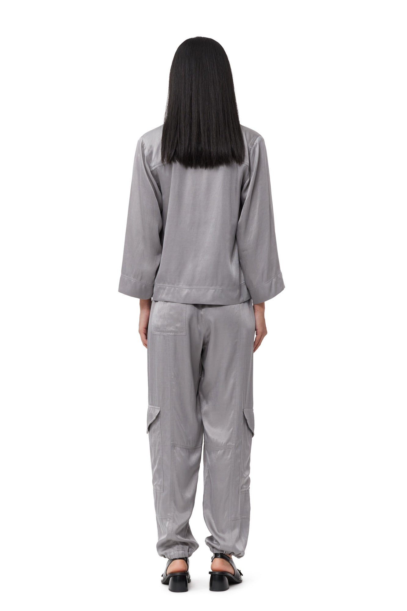 Chemise boutonnée en satin - Frost Gray