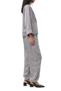 Chemise boutonnée en satin - Frost Gray
