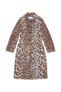 Crispy Shell Belt printed coat - Leopard Almond Milk