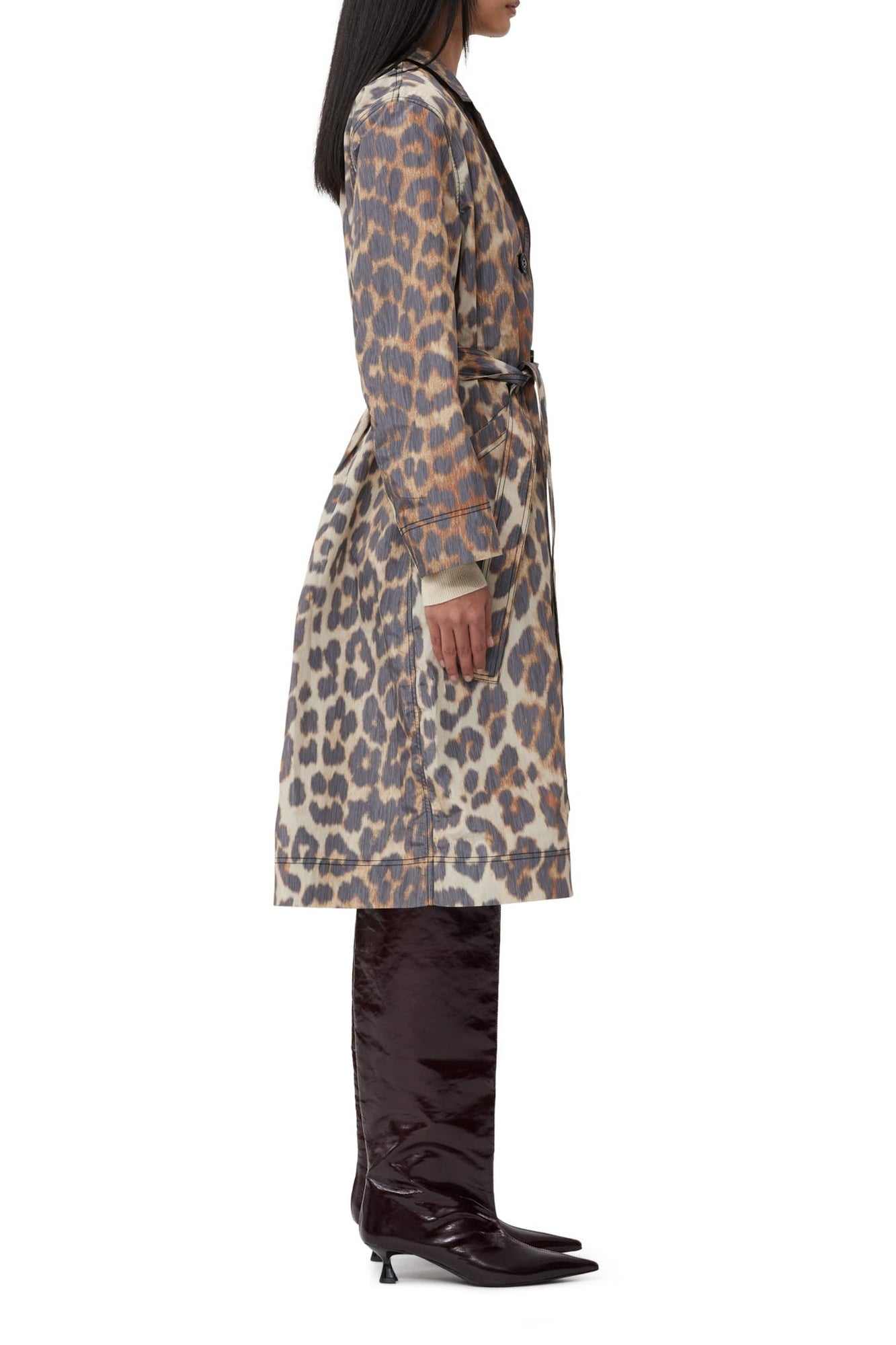 Manteau imprimé Crispy Shell Belt - Leopard Almond Milk
