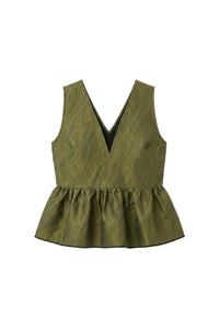 Top péplum brillant en jacquard - Avocado