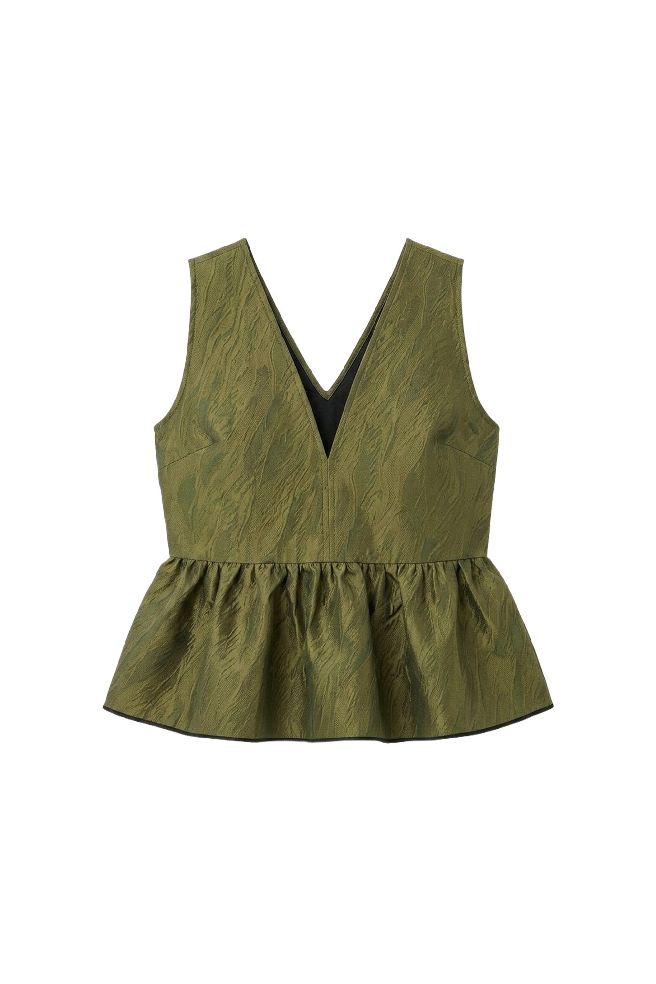 Top péplum brillant en jacquard - Avocado