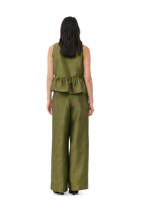 Top péplum brillant en jacquard - Avocado