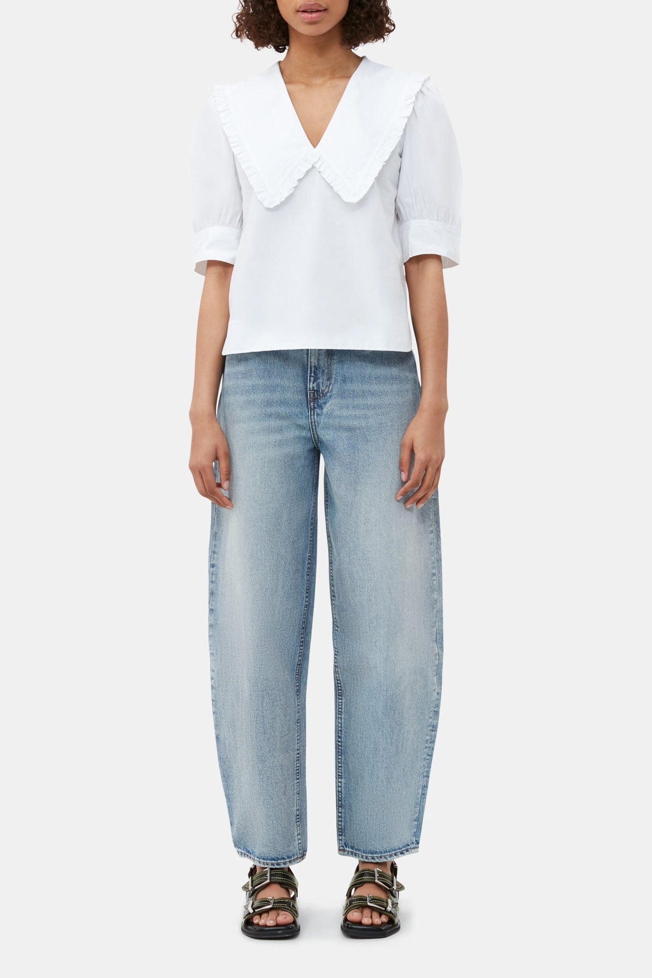 Blouse à volants et col V - Bright White