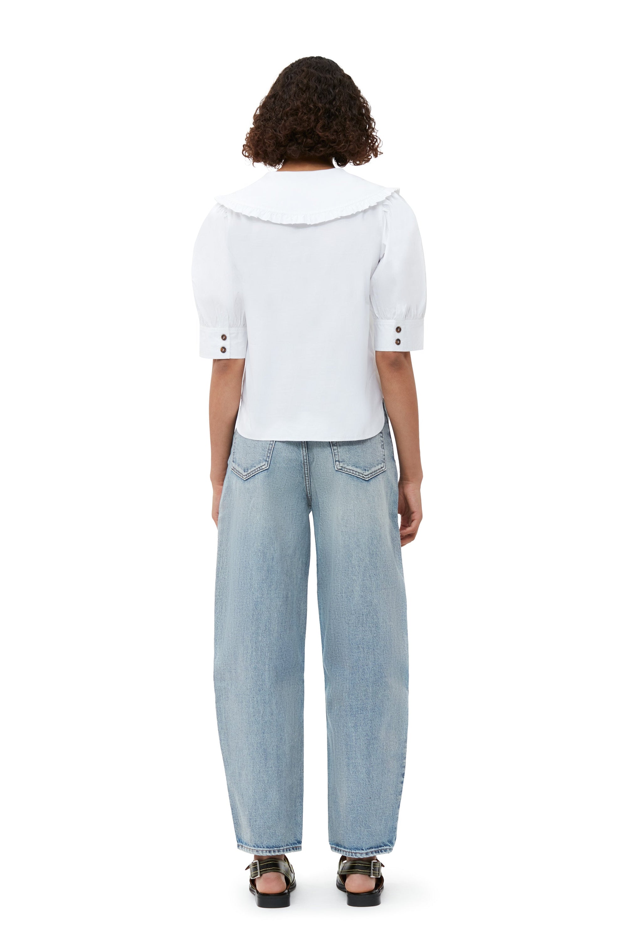 Blouse à volants et col V - Bright White