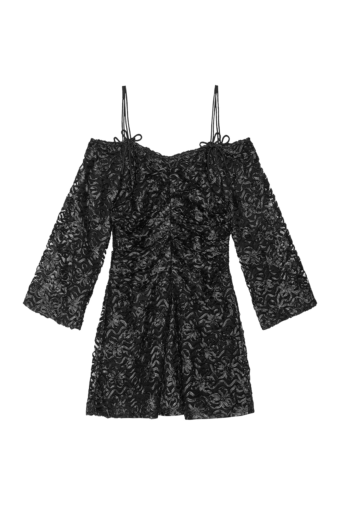 Robe courte à rubans en tulle - Black