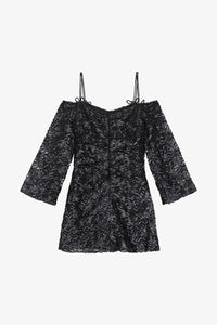 Robe courte à rubans en tulle - Black