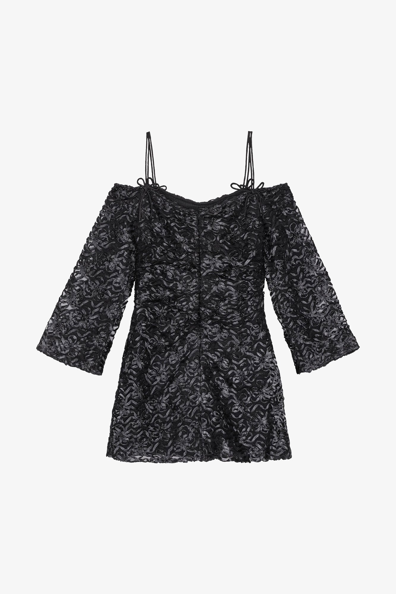 Robe courte à rubans en tulle - Black